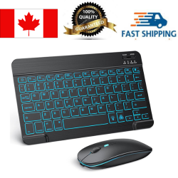 EGALAXY Wireless Bluetooth Ultra Slim Keyboard And Mouse Combo for Ipad & Android Rechargeable 7 Colors Backlight Keyboard