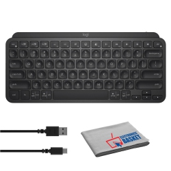 LOGITECH Mx Keys Mini Wireless Keyboard (Black) + Microfiber Cleaning Cloth
