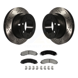 TRANSIT AUTO Rear Drill Slot Brake Rotors Ceramic Pad Kit for 2020-2021 Ram 3500 With Dual Wheels Kdc-101293