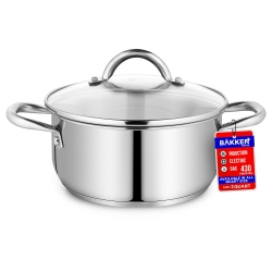 BAKKEN- SWISS Bakken-Swiss Deluxe 3-Quart Stainless Steel Stockpot W/tempered Glass See-Through Lid - Simmering Delicious Soups Stews & Induction