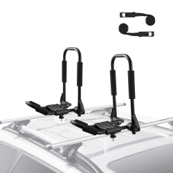 VEVOR 1 Pair J-Bar Of Kayak Roof Rack, Soft Roof Rack Quick Folding, Top Mount Tie Down, Carrier for Kayak, Surf Board, Canoe, Sup, Ski Board, Mount
