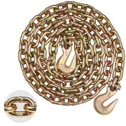 VEVOR 3/8" X 10.3' G80 Transport Binder Chain, Tow Chain \w Clevis Grab Hooks, 7100 Lbs Safe Working Load, Heavy Duty Trailer Logging Chain For