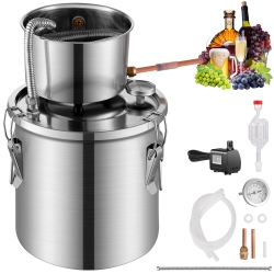 VEVOR 3 Gal / 11.4 L Alcohol Still, Stainless Steel Water Alcohol Distiller \w Coil Cooling, Home Brewing Refining Fermentation Kit \w Dual Display