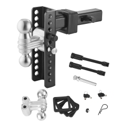 VEVOR 8-Inch Adjustable Trailer Hitch, Drop Hitch Ball Mount, Fit 2" Receiver, Heavy Duty Trailer Tow Hitch \w 2" & 2-5/16"balls, 21500 Lbs Gtw