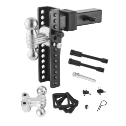 VEVOR 10" Adjustable Trailer Hitch, Drop Hitch Ball Mount, Fit 2.5" Receiver, Heavy Duty Trailer Tow Hitch \w 2" & 2-5/16"balls, 22000 Lbs Gtw