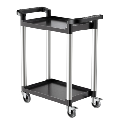 VEVOR 2-Tier Utility Cart, 300 Lbs Load Capacity, Utility Plastic Cart \w 360° Swivel Wheels (2 \w Brakes), 24.4 X 16.1-Inch Food Service Cart For