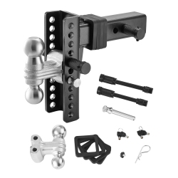 VEVOR 8" Adjustable Trailer Hitch, Drop Hitch Ball Mount, Fit 2.5" Receiver, Heavy Duty Trailer Tow Hitch \w 2" & 2-5/16"balls, 22000 Lbs Gtw