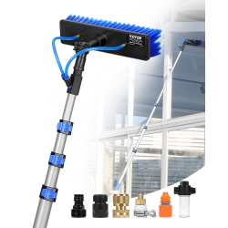 VEVOR 20 Ft Water Fed Pole Kit, Solar Panel Cleaning Pole \w Extendable Handle, 180° Rotatable Brush Head & 65.6Ft Hose, Window Cleaner Tool For