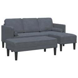 VIDAXL Sofa Set 2 PCs Dark 173 X 131 X 67 Cm Velvet In Grey