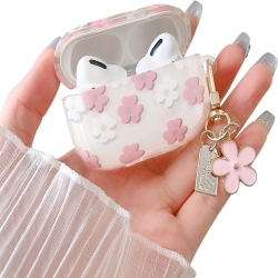 MINSCOSE Compatible With Airpods Pro 2 Clear Case, Cute Cartoon Flower Pattern Design