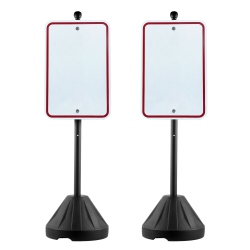 VEVOR 5 Ft Portable Sign Post, Cast Iron Sign Post Holder \w Hard Plastic Base & Wheels, Movable Parking Sign Stand for No Parking Street Signs