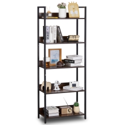 VEVOR 5-Tier Metal Bookshelf, Tall Industrial Bookshelf, Rustic Display Vintage Storage Bookcase \w Open Shelves, Freestanding Display Shelving Unit