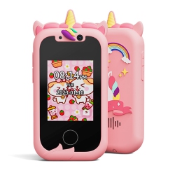 THE WAY New Dual-Camera Touch Screen Children's Mobile Phone Education Early Childhood Education Machine Smart Touch Screen - Unicorn + Silicone