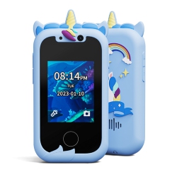 THE WAY New Dual Camera Touch Screen Children's Mobile Phone Education Early Childhood Education Machine Smart Touch Screen - Unicorn + Silicone