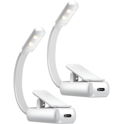 MYACUC 2 Pack Book Light, Rechargeable Reading Lights for Books In Bed, Super Bright Clip-On Led Book Lamp, Portable And Ultra-Lightweight \w Long