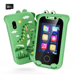 THE WAY New Private Model Children's Mobile Phone Camera HD Photo Recording Ips Touch Dinosaur Cartoon Educational Toy - + Silicone Cover + Memory