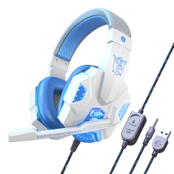 CHSSHA00 Wired Headset \w Soft Earmuffs, Noise-Canceling Microphone, 40MM Drivers, RGB Lighting And Braided Cable, Stereo Surround Sound (White