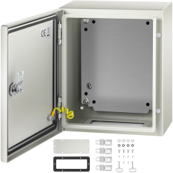 VEVOR 12" X 10" X 6" Steel Electrical Box Electrical Enclosure Box, Carbon Steel Hinged Junction Box, Ip65 Weatherproof Metal Box Wall-Mounted