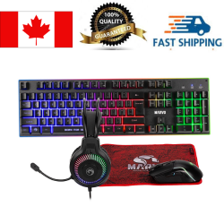 MARVO Cm416 4-In-1 Wired Gaming Keyboard, Mouse, Headset And Mouse Pad Combo Kit
