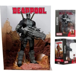 MARVEL Collectible 12 Inch Statue Figure 1/6 Scale Posed Scene Exclusive - Deadpool Grey Suit Platinum In Red