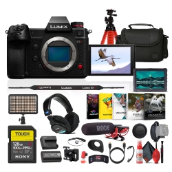 PANASONIC Lumix S1H Full Frame Digital Mirrorless Video Camera + Mic + Monitor + More