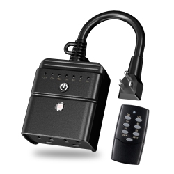 AURORA Light Timer, Dusk to Dawn Light Sensor, 100 Ft Range Remote Control With 2 Grounded Electrical Outlets