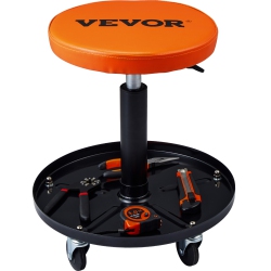 VEVOR 250 Lbs Mechanic Stool, Rolling Pneumatic Creeper Garage/shop Seat, Adjustable Height 22 In-28 In Padded Rolling Workshop Stool \w Tool Tray