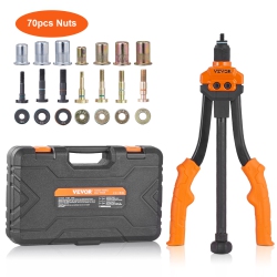 VEVOR 14” Rivet Nut Tool, Rivnut Tool Kit \w 7 PCs Metric And Sae Mandrels, 70 PCs Assorted Rivet Nuts, 10-24, 1/4-20, M6, 5/16-18, M8, 3/8-16