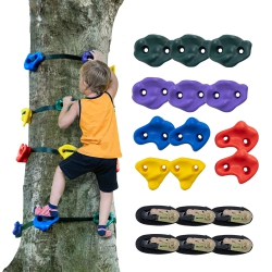VEVOR Ninja Tree Climbing Kit, 12 Tree Climbing Holds And 6 Ratchet Straps, Large Climbing Rocks for Kids And Adults Climber, Various Colors And