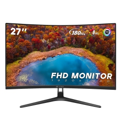CRUA 27" 180Hz Fhd Curved Gaming Monitor, 1Ms, 1800R, Freesync, Low Motion Blur, Eye Care, HDMI & Dp, Frameless, Wall Mountable In Black
