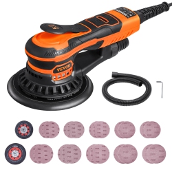 VEVOR 5 & 6-Inch Random Orbital Sander, 350W Brushless Orbital Sander, 10, 000 Prm 6 Variable Speed Electric Palm Sander \w 20PCs Sandpapers, Dust