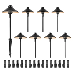 VEVOR 8 Pack Low Voltage Landscape Path Lights, 3W 210Lm 12V-24Vac/dc Outdoor Led Pathway Lighting, 3000K Warm Walkway Lights \w Quick Connectors