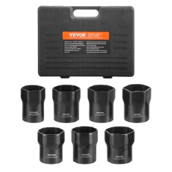 VEVOR 1/2 Inch Wheel Bearing Locknut Socket Set, Drive 7 Piece Sae And Metric 6-Point Socket for Ford, Dodge, And Toyota Vehicles, \w Storage Case