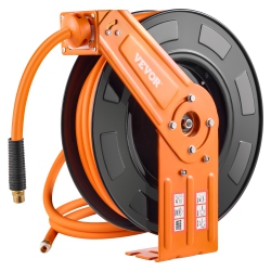 VEVOR 1/2 In X 50 Ft Retractable Air Hose Reel, Hybrid Air Hose Max 300Psi, Air Compressor Hose Reel Auto-Rewind \w 5Ft Lead In, Ceiling/wall Mount