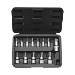 VEVOR 13-Piece Torx Bit Socket Set, Star T8 - T60 Set, S2 Alloy Steel And Cr-V Steel, 1/4 In, 3/8 In, And 1/2 In Drives, \w Enhanced Storage Case