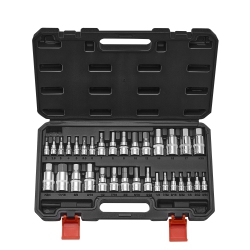 VEVOR 32-Piece Hex Bit Socket Set, S2 Alloy Steel And Cr-V Steel, Standard Sae And Metric, 1/4 In, 3/8 In, And 1/2 In Drives, \w Enhanced Storage