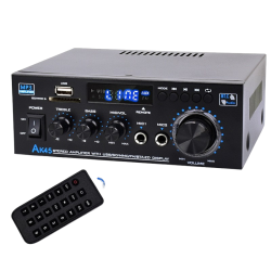 Bluetooth 5.0 Stereo Home Audio Amplifier, 300W x 2 Dual Channel Speaker Amplifier, USB, SD Card Input for Home Theater Audio Stereo System