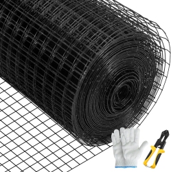 VEVOR 48" X 50' & 1"x1" Mesh Size Hardware Cloth, Galvanized Steel Vinyl Coated 16 Gauge Welded Wire, With A Cutting Plier & A Pair Of Fabric Gloves