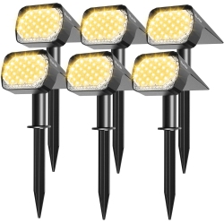 Solar Spot Lights Outdoor 6 Pack, Upgrade Led Outdoor Light Solar & Type C Powered, 3 Lighting Modes Auto ON/Off Yard Landscape Spotlights, Waterproof Garden Wall Light for Walkway