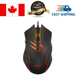 HAVIT Ms1027 USB2.0 Wired 2400Dpi With Cool Breathing Rainbow Led Light Design 6 Buttons Gaming Mouse_Black