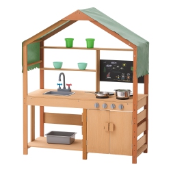 VEVOR Mud Kitchen for Kids, Wooden Toy Play Kitchen Set \w Accessories, Outdoor Toddler Grocery Store Playset, \w Stoves, Planter Boxes, Sink