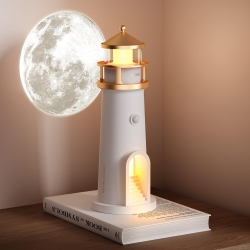 MYACUC Lighthouse Moon Lamp, Bedroom Bedside Projection Lamp, Portable Bluetooth Speaker Noise Machine to Adjust The Atmosphere And Soothe Emotions