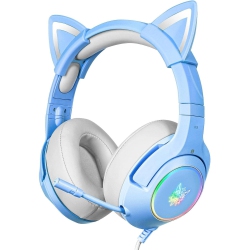 CHSSHA00 Cat Ear Gaming Headset Glitter Edition | 50MM Driver + Noise Cancelling Microphone | RGB Colorful Lighting | Removable Cat Ears
