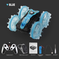 THE WAY Light Water Car Double-Sided Remote Control Amphibious Rolling Rotation Remote Control Stunt Beach Toy Children's Car Electric-1203Q (Double