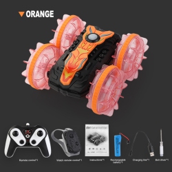 THE WAY Light Water Car Double-Sided Remote Control Amphibious Rolling Rotation Remote Control Stunt Beach Toy Children's Car Electric-1203Q (Double