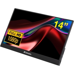 VERBATIM Portable Monitor 14" USB-C HDMI Full HD 1080P Ips Display With Adjustable Kick Stand for Laptops And Gaming Consoles