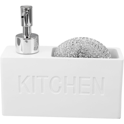 GREEN SCENIC Wall-Mounted Dishwashing Liquid Push-Dispensing Bottle \w Cleaning Ball Sponge Holder, Bathroom And Kitchen Soap Dispenser Storage Box -