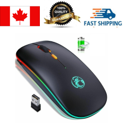 IMICE Rechargeable USB 2.4Ghz Wireless Silent Ergonomic Light Mouse Gaming Optical PC Mice for Laptop Led Backlit, E-1300