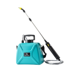 MYACUC Battery Powered 5L Electric Sprayer \w 3 Mist Nozzles, Rechargeable Handle, Retractable Wand, Adjustable Shoulder Strap for Lawn, Garden