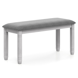 GYMAX Upholstered Bedroom Bench W/ Padded Seat & Solid Wood Legs for Dining Room